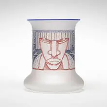 Dan Dailey, Nasty/Nice Man, 1988, blown glass with sandblasted surface drawing, acid polish and vitreous enamel