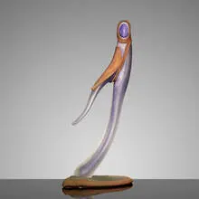 Stephen Dee Edwards, Violet Amphibian, 1986, hand-blown and cut glass, electroplated copper
