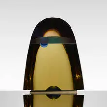 Jan Fišar, Stein Mit Blauem Auge, 1984, glass, bronze