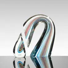 Harvey Littleton, Blue Sliced Descending Form, 1987, barium/potash glass with multiple cased overlays of Kugler color