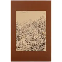 Otto vedute campane / Veduta di Nisida dalla strada per Pozzuoli (1845) by Antonio Senape, ink on paper, offered Apr 2025