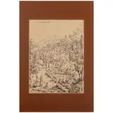 Antonio Senape, Otto vedute campane / Veduta di Nisida dalla strada per Pozzuoli (1845), ink on paper