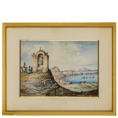 Consalvo Carelli, Napoli, 1818 - 1910 / Al santuario di Pozzuoli / Firmato C Carelli, Pozzuoli in basso a sinistra, watercolour on paper