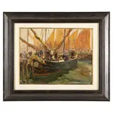 Luigi Pagan, Chioggia 1907 - 1980 / Mattino laborioso, Chioggia / Firmato L Pagan in basso a sinistra, oil on panel