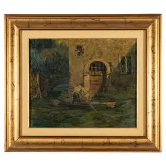 Rodolfo Paoletti, Venezia, 1866 - Milano, 1924 / Gondola in un canale a Venezia / Firmato Paoletti R in basso a destra, oil on panel