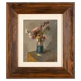 Giacinto Galbiati, Monza 1908 - 1987 / Fiori nel vasetto blu / Firmato G Galbiati in basso a destra, oil on panel