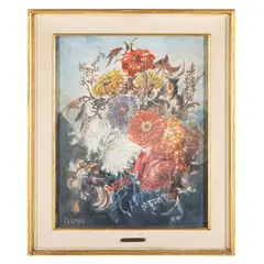 Francesco Falcone, Chiavari 1892 - 1978 / Mazzo di fiori / Firmato Falcone in basso a sinistra e a destra, mixed media on paper
