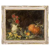 Uberto Pallastrelli Di Celleri, Piacenza, 1904 - Santa Margherita Ligure, 1991 / Natura morta con fiori e zucca / Firmato Pallastrelli in basso a destra, oil on canvas