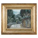Emanuele Rambaldi, Pieve di Teco, 1903 - Savona, 1968 / Stradina di campagna / Firmato E Rambaldi e datato 1930 in basso a destra, oil on tavoletta
