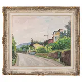 Lino Perissinotti, Oderzo, 1897 - Chiavari, 1967 / Strada per San Salvatore / Firmato Lino Perissinotti in basso a destra, oil on compensato