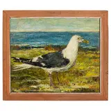 Uberto Pallastrelli Di Celleri, Piacenza, 1904 - Santa Margherita Ligure, 1991 / Gabbiano sulla spiaggia / Firmato Pallastrelli in basso a destra, oil on faesite