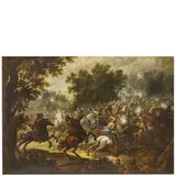 Pieter Meulener, Scena di battaglia, oil on canvas