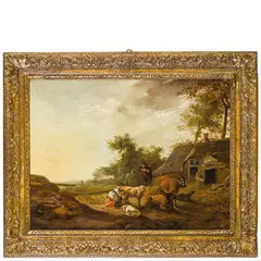 Hendrick Mommers, Paesaggio pastorale / Firmato in maniera indistinta in basso al centro a sinistra, oil on panel