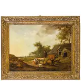 Hendrick Mommers, Paesaggio pastorale / Firmato in maniera indistinta in basso al centro a sinistra, oil on panel