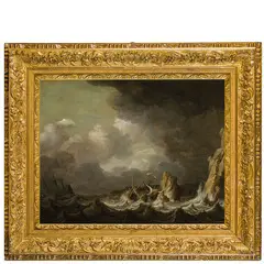 Pieter Mulier the Elder, Fortuna di mare / Siglato sulla roccia in basso a destra: PM, oil on panel