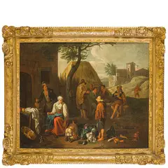 Norbert van Bloemen, Scena di mercato, oil on canvas