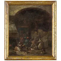 Risse tra popolani by Georges Trautmann, oil on panel, offered Apr 2025