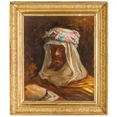 Alphons Leopold Mielich, Ritratto d'uomo orientale / Firmato A L Mielich in basso a sinistra, oil on canvas applicata on cardboard