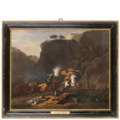 Jan van Huchtenburgh, Scontro di cavalleria / Firmata e datata in basso a destra: J. v. Huchtenburgh 1677, oil on panel