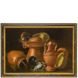Giuseppe Ruoppolo, Natura morta con stoviglie di rame, seppie e ostriche, oil on canvas