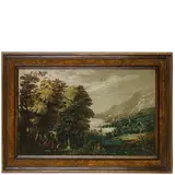Frederik van Valckenborch, Paesaggio fluviale con cacciatori, oil on panel