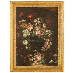 Elisabetta Marchioni, Natura morta di fiori in un bacile, oil on canvas