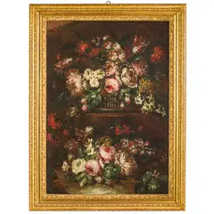 Elisabetta Marchioni, Natura morta di fiori in un cesto, oil on canvas
