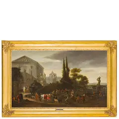 Hendrik Verschuring, Veduta fantastica di Roma con i Dioscuri, oil on canvas