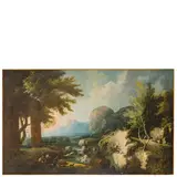 Michele Pagano, Paesaggio con figure / Firmato sulle rocce in basso al centro M Pagano, oil on canvas