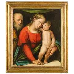 Giacomo Raibolini, Madonna con il Bambino e San Giuseppe, oil on panel