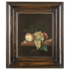 Cornelis Kick, Natura morta con uva, una pesca e una rosa / Firmato e datato 1667, oil on canvas