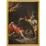 Davide risparmia la vita di Saul by Pietro Antonio Magatti, oil on canvas, offered Apr 2025