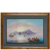 Gioacchino La Pira, attivo a Napoli tra 1839/1870 / L'isola di Ischia / Firmato La Pira in basso a destra, gouache on paper