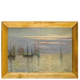 Ludovico Cavaleri, Milano 1867 - Cuvio 1942 / Marina con velieri / Firmato L Cavaleri e datato 92 in basso a destra, oil on cardboard