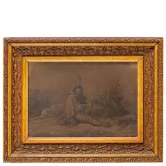 Vasto, 1818 - Napoli, 1899 / Il riposo del viandante / Firmato Filip Palizzi e datato 1847 in basso a destra by Filippo Palizzi, mixed media on paper bruna, offered Apr 2025