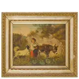 Filippo Palizzi, Vasto, 1818 - Napoli, 1899 / Paesaggio con giovane contadina e animali / Firmato F Palizzi e datato 1854 in basso a destra