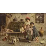 Eugenio Zampighi, Modena 1859 - Maranello 1944 / La favola preferita / Firmato E Zampighi in basso a destra