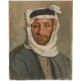 Moustafa Farroukh, Beirut, 1901 - 1957 / Ritratto di uomo orientale con turbante / Firmato M Farrouk in basso a destra, oil on canvas