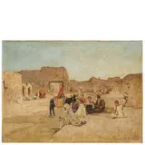 Maurice Bompard, Rodez, 1857 - Parigi, 1913 / L'ora del pranzo nell'oasi / Firmato Maurice Bompard, in basso a destra, oil on canvas