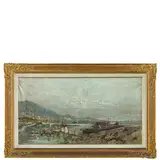 Milano, 1863 - Crescenzago, 1934 / Paesaggio lacustre con figure / Tracce di firma e data 1895 in basso a sinistra by Riccardo Pellegrini, oil on canvas, offered Apr 2025