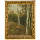 Francesco Gioli, San Frediano a Settimo, 1846 - Firenze, 1922 / Corteggiamento nel bosco / Firmato F Gioli e datato 91 in basso a destra