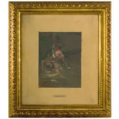 Pavia 1850 - 1920 / Sosta di contadina by Ezechiele Acerbi, oil on canvas applicata on cardboard, offered Apr 2025
