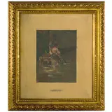 Ezechiele Acerbi, Pavia 1850 - 1920 / Sosta di contadina, oil on canvas applicata on cardboard