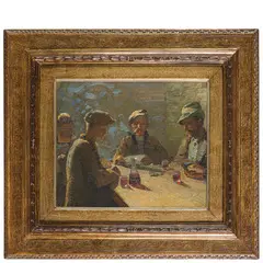Oreste Albertini, Torre del Mangano, 1887 - Besana, 1953 / Gli amici di Passo Rolle / Firma e dedica a Cirillo Salvetti sul retro, oil on panel