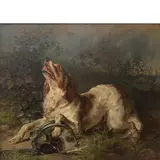 Matthias Ranftl, Vienna 1804 - 1854 / Cane in trappola / Firmato Ranftl e datato 1844 in basso a destra, oil on canvas