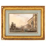 Veduta del palazzo del Quirinale con i Dioscuri / Firmato in basso al centro: Lalman/f. by Jean-Baptiste Lallemand, Acquarello e tempera su carta, offered Jun 2025