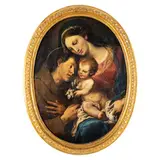 Francesco Stringa, Madonna con il Bambino e Sant'Antonio, oil on canvas ovale