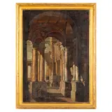 Pietro Paltronieri, Architettura fantastica con figure, oil on canvas