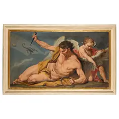 Raffigurazione allegorica con il Tempo, amorino e i segni zodiacali della Bilancia e dello Scorpione by Francesco Zugno, oil on canvas, offered Jun 2025