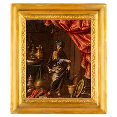 Antonio Tibaldi, Ritratto d'uomo in veste di orientale con natura morta, oil on canvas